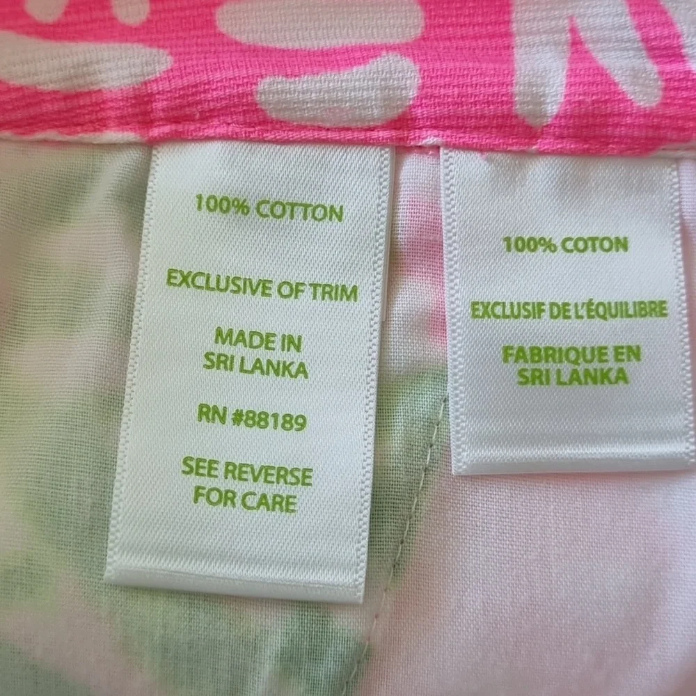 Lilly Pulitzer, bright pink/green/white shorts, pockets, size 00 - Picture 9 of 9